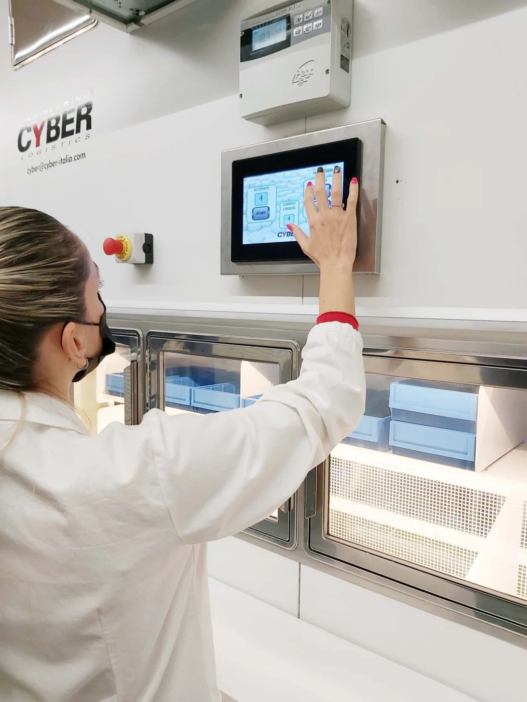 Cyber Klima Cargo temperature-controlled vertical storage with a touchscreen operator panel