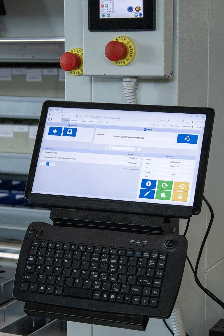 CYBER.Game management software on the operator terminal on the machine.