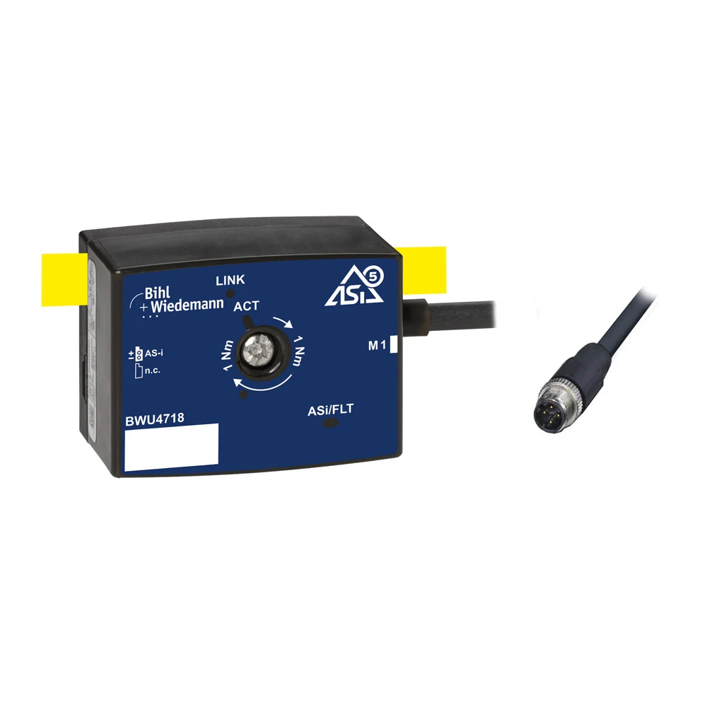 Official product image of the Bihl+Wiedemann BWU4718 ASi-5 Modbus TCP frequency inverter motor module.
