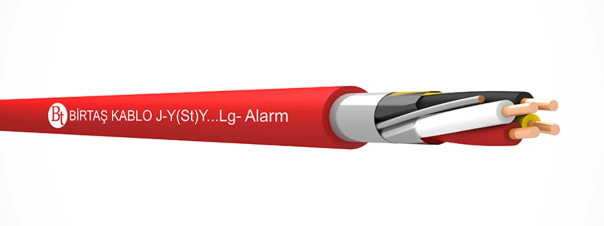 Official cross-sectional view of Birtaş Kablo J-Y(St)Y…Lg shielded fire alarm system cables.