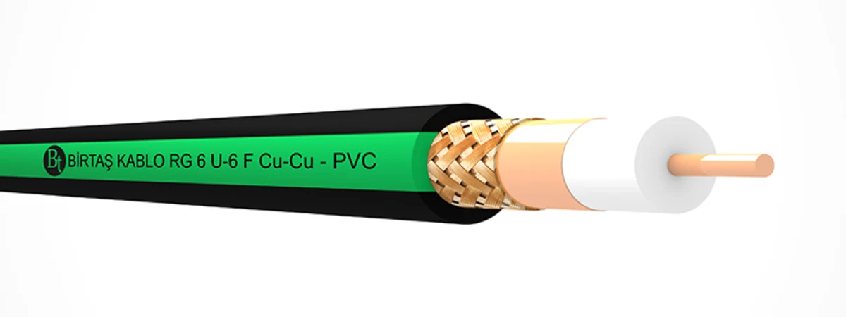 Birtaş Kablo RG6/U-6 F Cu/Cu PVC koaksiyel kablosunun resmî katman görseli