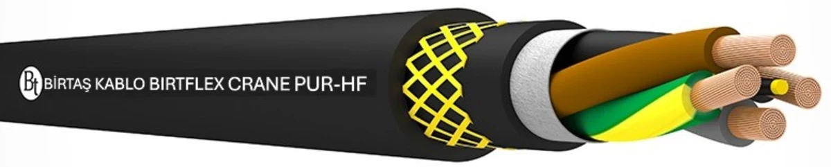 Birtaş Kablo’s BIRTFLEX CRANE PUR-HF type cables: specifications for crane and winding cables