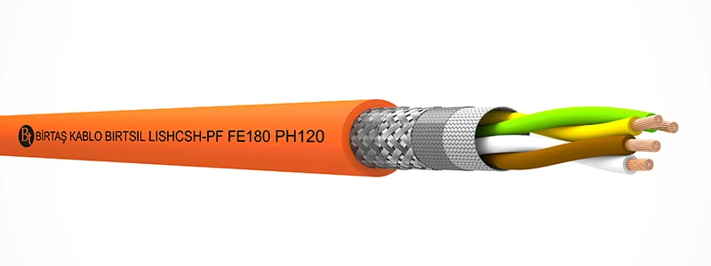 Birtaş shielded paired silicone FE180 PH120 fire-resistant data cable