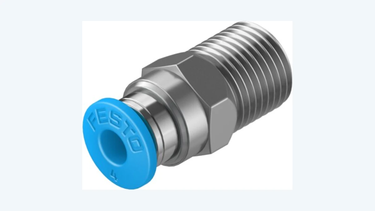 Official product image of the Festo QS series of flat-push pneumatic connection fittings.