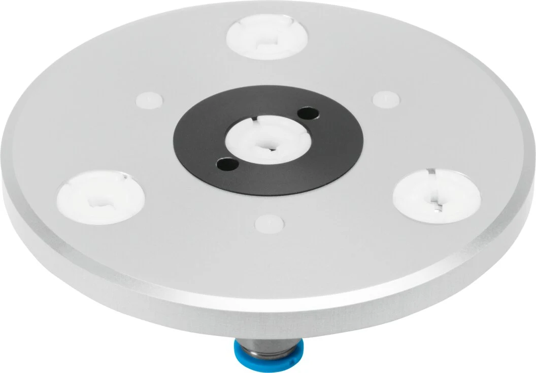 Official product image of the Festo OGGB vacuum gripper, which operates based on Bernoulli principles and features minimal contact area.