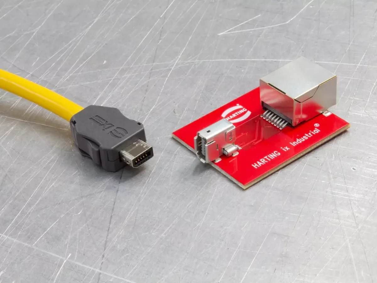 HARTING ix industrial connectors and device jacks on printed circuit boards