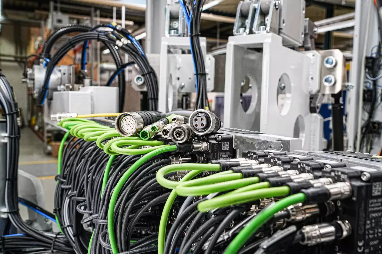 HARTING circular and industrial network system cables for use on machinery.