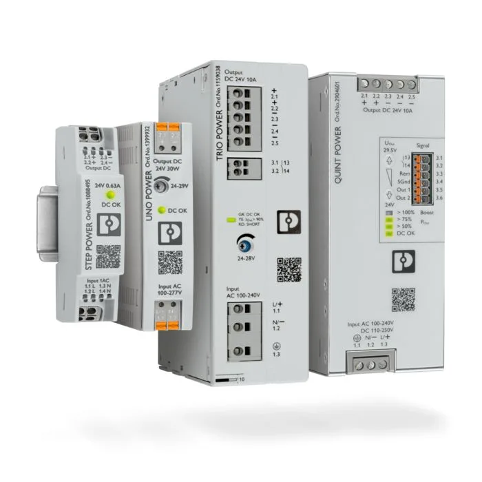 Phoenix Contact’s QUINT, TRIO, UNO, and STEP series of power supply products