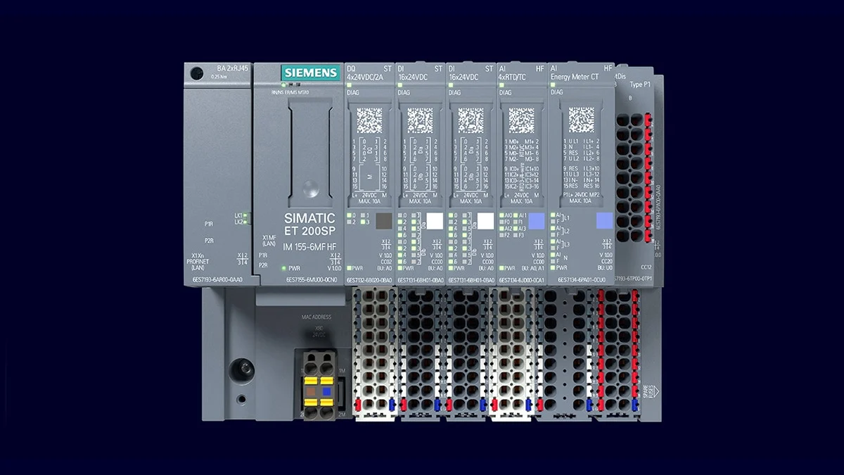 Siemens SIMATIC ET 200SP modüler dağıtık giriş çıkış sisteminin resmî ürün görseli
